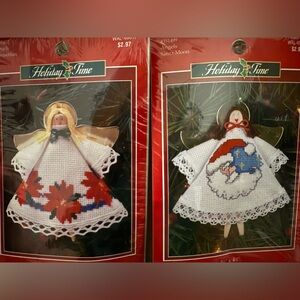 Holiday Time Angel Ornaments - Gold and White